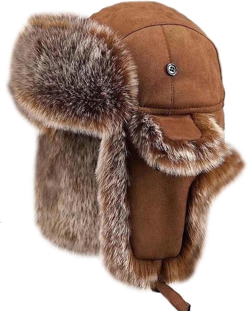 WUODHTW Men's Winter Ushanka Earflap Trooper Hat Aviator Windproof Hat Faux Fur Warm Hat Ski Beanies Cap Berets Skull caps - Image 1